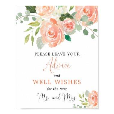 Advice and Well Wishes peach greenery bridal sign