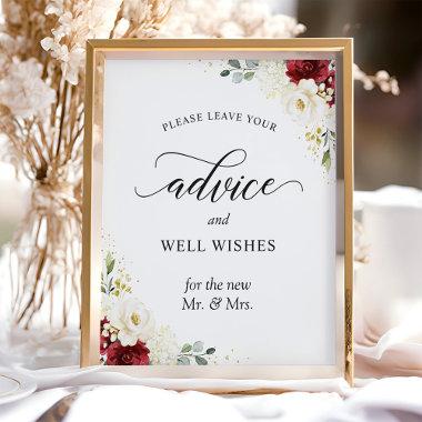 Advice and Well Wishes Sign Red White Floral
