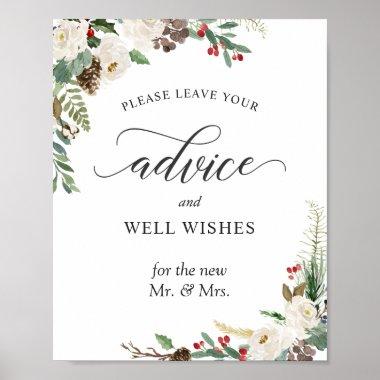 Advice and Well Wishes Sign Rustic Winter Floral