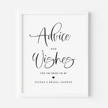 Advice and Wishes Cute Calligraphy Bridal Shower Poster