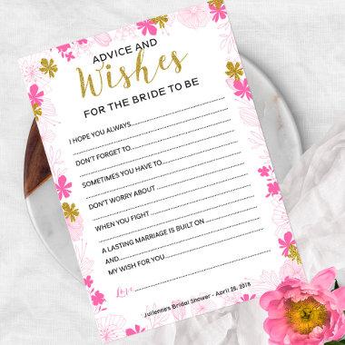 Advice and Wishes for the Bride | Pink Floral