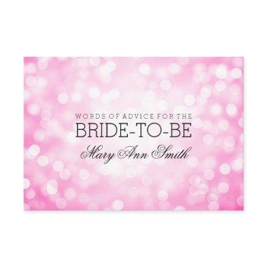 Advice Card Bridal Shower Pink Glitter Lights
