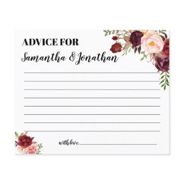 Advice for Happy Couple Marsala Bridal Shower Game