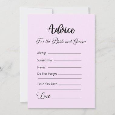 Advice For The Bride and Groom Pale Purple Invitations