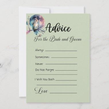 Advice For The Bride and Groom Rainbow Owl Green Invitations