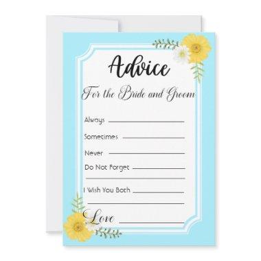 Advice For The Bride and Groom Sky Blue Floral Invitations