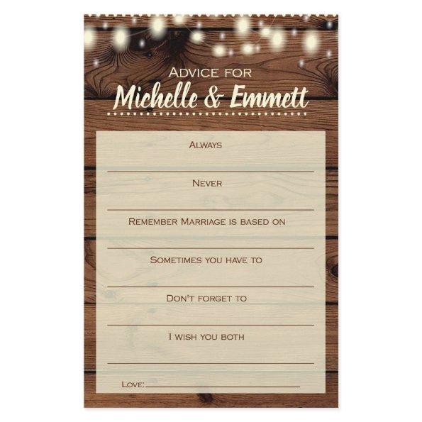 Advice for the Bride & Groom Rustic Shower Game