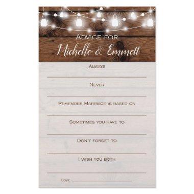Advice for the Bride & Groom Rustic Shower Game