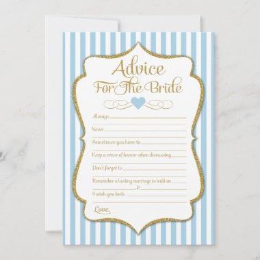 Advice For The Bride Light Blue Gold Bridal Shower Invitations