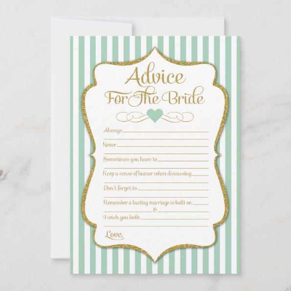 Advice For The Bride Mint Green Gold Bridal Shower