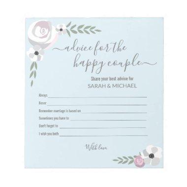 Advice for the happy couple flower bridal shower notepad