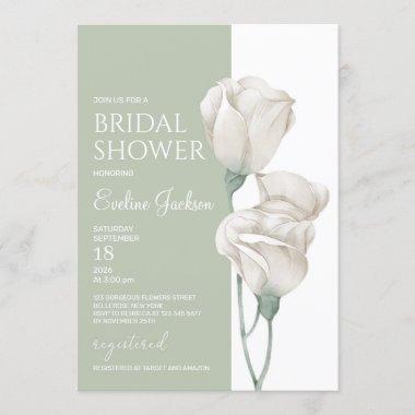 Aethereal pastel green white floral tulips bridal Invitations