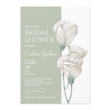 Aethereal pastel green white floral tulips bridal Invitations