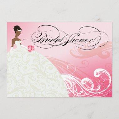 AFRICAN AMERICAN BRIDE Bridal Shower | baby pink Invitations