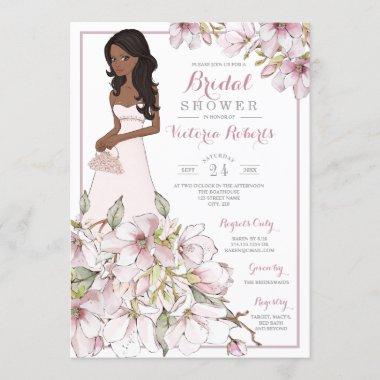 African American Bride Floral Bridal Shower Invitations