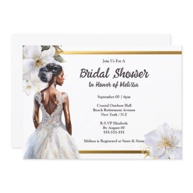 African American bride simple garden flowers