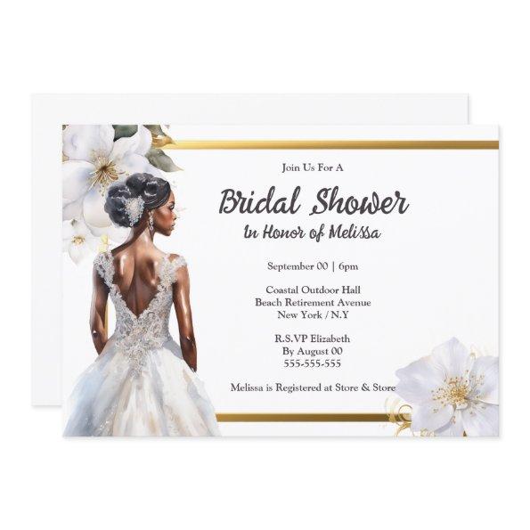 African American bride simple garden flowers
