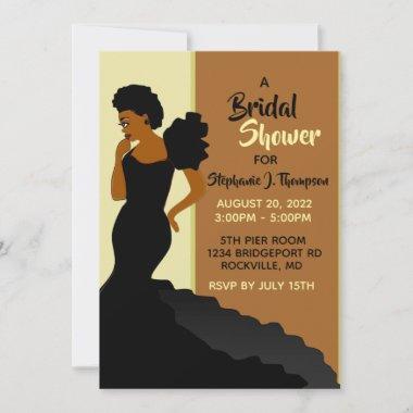 African American Elegant Terracotta Bridal Shower Invitations