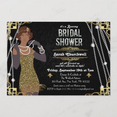 African American Flapper Bridal Shower Invitations