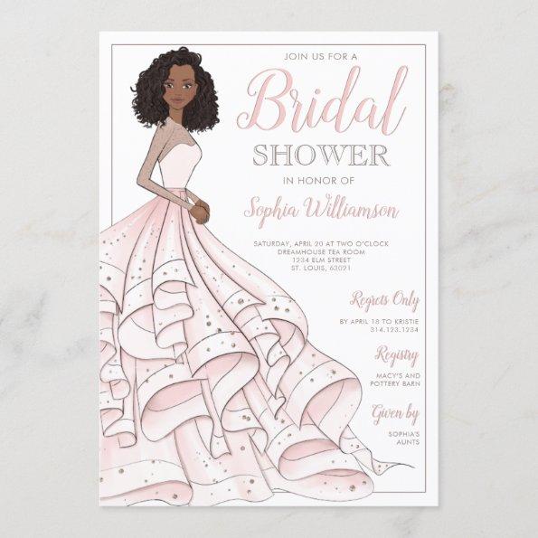 African American Glam Bride Bridal Shower Invitations