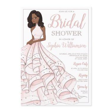 African American Glitter Glam Bride Bridal Shower Invitations