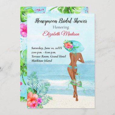 African American Honeymoon Bridal Shower Invitations