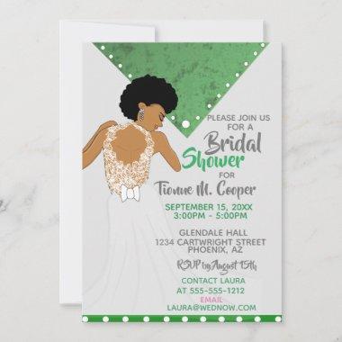 African American Woman Emerald Bridal Shower Invitations