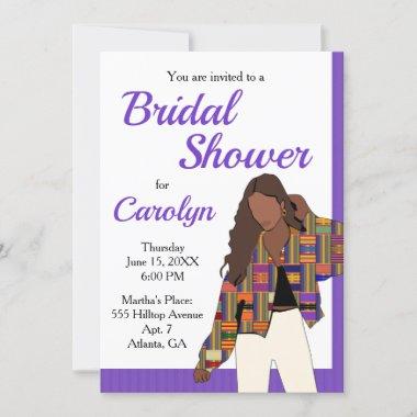 African Girl Bridal Shower Kente K45 Multicolor Invitations