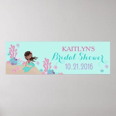 African Mermaid Bridal Shower Banner Poster