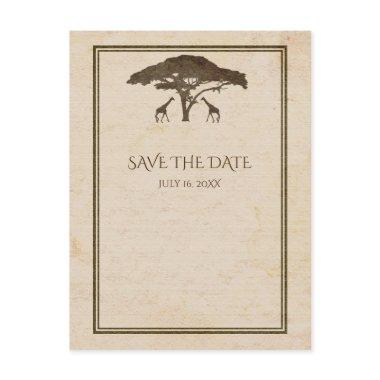 African Safari Giraffes & Tree Save The Date Announcement Post