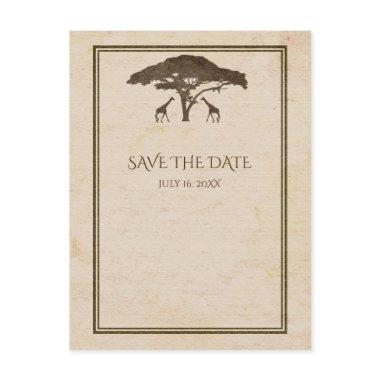 African Safari Giraffes & Tree Save The Date Announcement PostInvitations