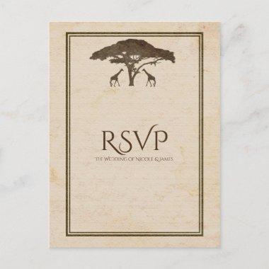 African Safari Giraffes Tree Vintage Wedding RSVP Invitation PostInvitations