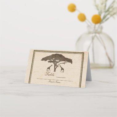 African Safari Giraffes & Tree Wedding Seating Place Invitations