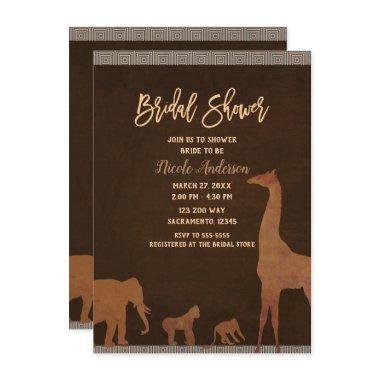 African Safari Jungle Zoo Animals Bridal Shower Invitations