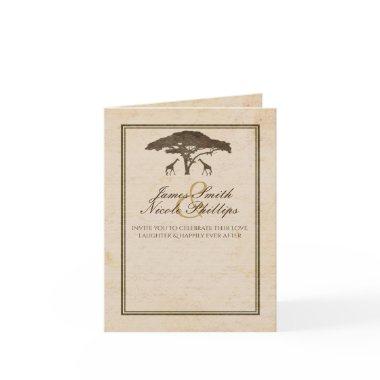 African Safari Two Giraffes & Tree Vintage Wedding