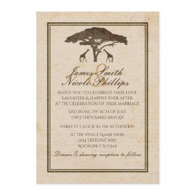 African Safari Two Giraffes & Tree Vintage Wedding