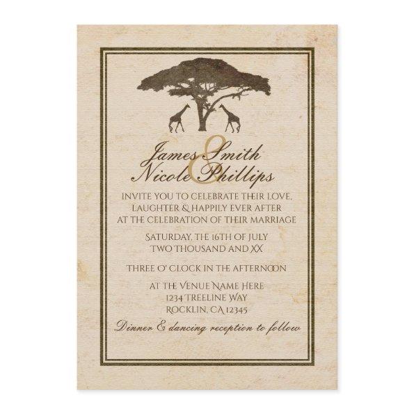 African Safari Two Giraffes & Tree Vintage Wedding