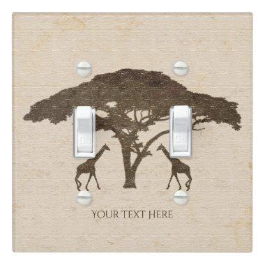 African Safari Two Giraffes Vintage Jungle Light Switch Cover