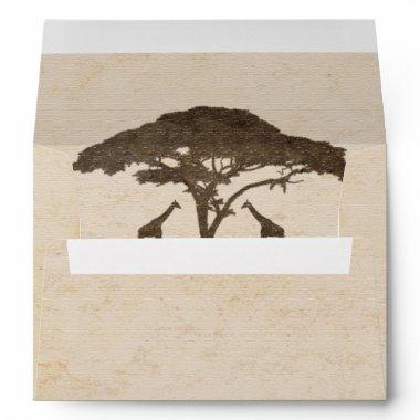 African Safari Two Giraffes Wedding  Envelope