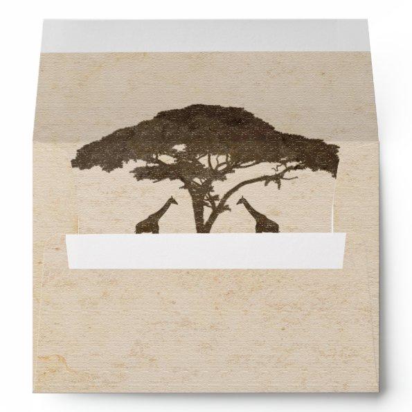 African Safari Two Giraffes Wedding  Envelope