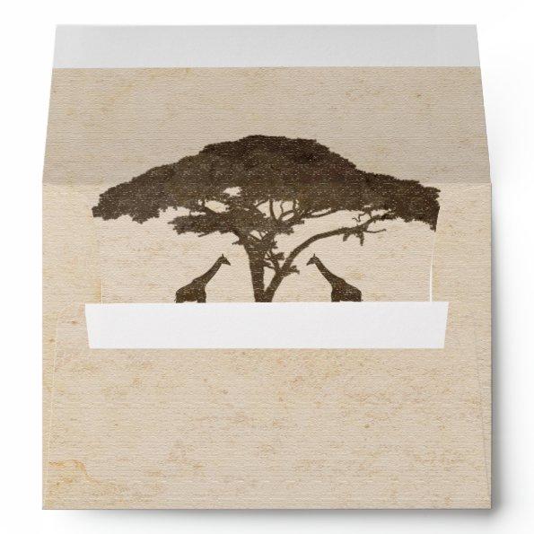 African Safari Two Giraffes Wedding Invitations Envelope