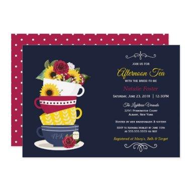 Afternoon Tea  Navy Roses Sunflowers