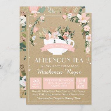 Afternoon Tea Floral Teacup Bridal Shower Invitations