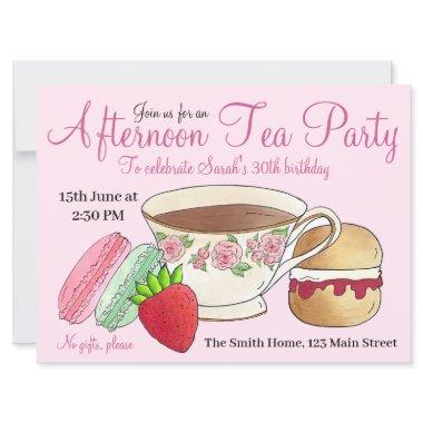 Afternoon Tea Party Bridal Shower Macarons Teacup Invitations