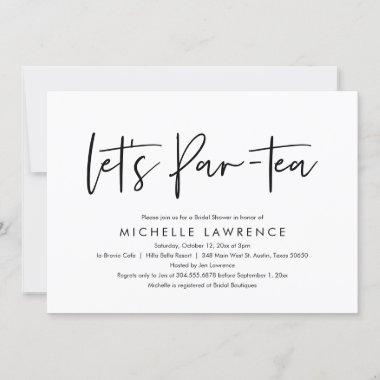 Afternoon Tea Party, Modern Casual Bridal Shower Invitations