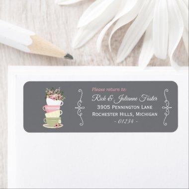 Afternoon Tea Stacked Cups Shower Return Address L Label