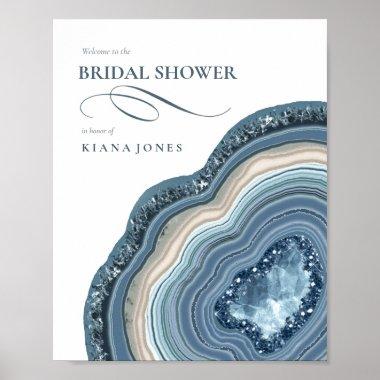 Agate Geode Glitter Bridal Shower Dusty Blue ID647 Poster