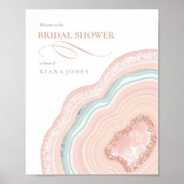 Agate Geode Glitter Bridal Shower Rose Gold ID647 Poster