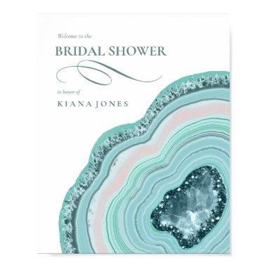 Agate Geode Glitter Bridal Shower Teal ID647 Poster