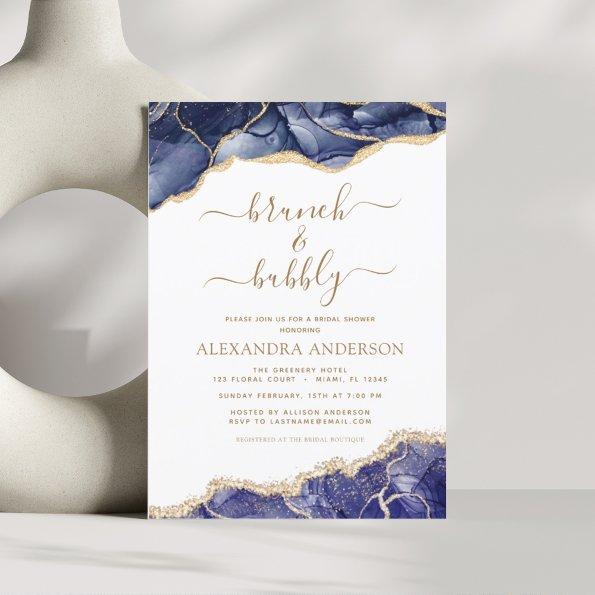 Agate Navy Blue Gold Brunch & Bubbly